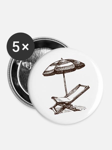 Sommer - Buttons groß 56 mm (5er Pack) - Weiß
