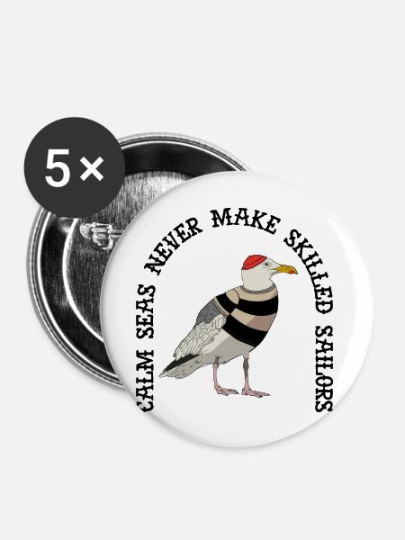 Wassersport - Buttons groß 56 mm (5er Pack) - Weiß