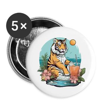 Koli the tiger reelax - Buttons large 2.2''/56 mm (5-pack) - white - Front