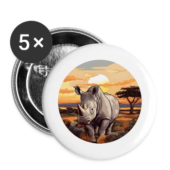 Rhinocéros - Lot de 5 grands badges (56 mm) - blanc - Devant
