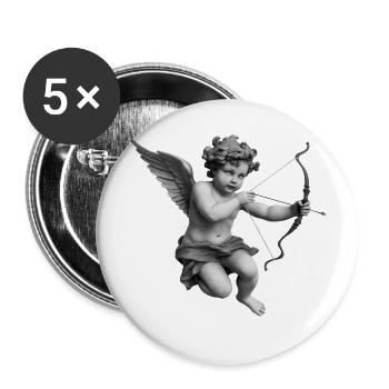 Baby-Statue von Amor - Buttons groß 56 mm (5er Pack) - Weiß - Vorne