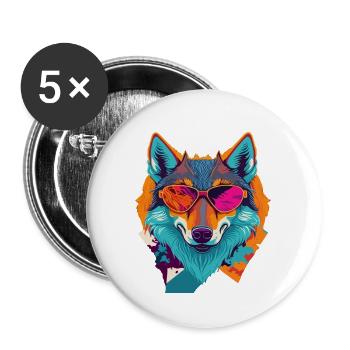 Révolte rétro des loups - Lot de 5 grands badges (56 mm) - blanc - Devant