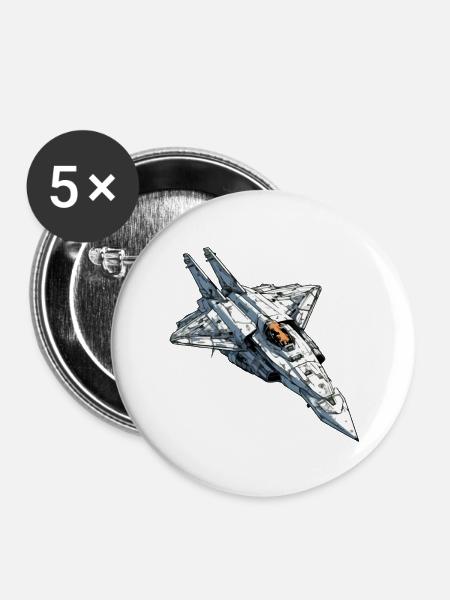 Wütendes Sturmflugzeug - Buttons groß 56 mm (5er Pack) - Weiß