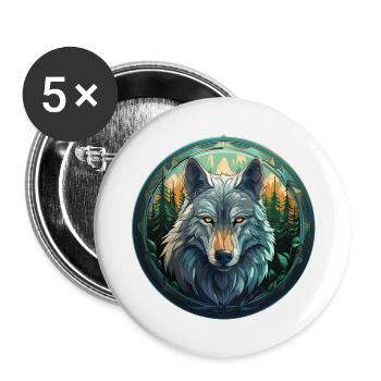 Emblème du loup - Lot de 5 grands badges (56 mm) - blanc - Devant