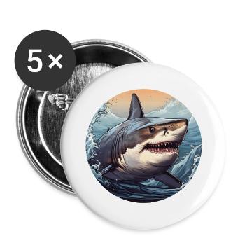 Great White Shark - Buttons large 2.2''/56 mm (5-pack) - white - Front