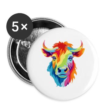 LGBTQAI+ Kuh, Animal Rights - Buttons groß 56 mm (5er Pack) - Weiß - Vorne