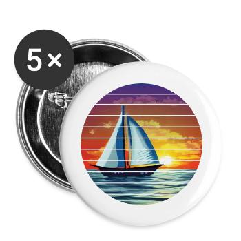 Sailing Sailboat Sailing Sailing Sailing Ship - Buttons large 2.2''/56 mm (5-pack) - white - Front