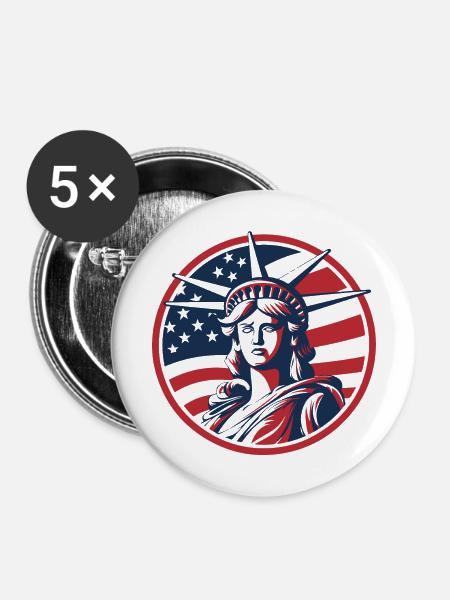 Illustration der Freiheitsstatue - Buttons groß 56 mm (5er Pack) - Weiß