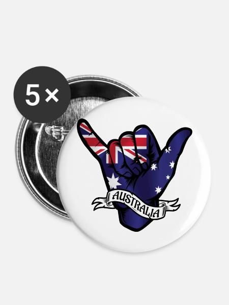 Australia Shaka - Buttons groß 56 mm (5er Pack) - Weiß