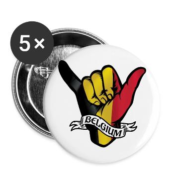 Belgium Shaka - Buttons groß 56 mm (5er Pack) - Weiß - Vorne