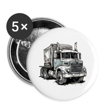 Camion HeavyHauler - Lot de 5 grands badges (56 mm) - blanc - Devant