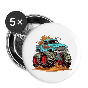 Monstertruck MegaMover - Buttons groß 56 mm (5er Pack) - Weiß - Vorne