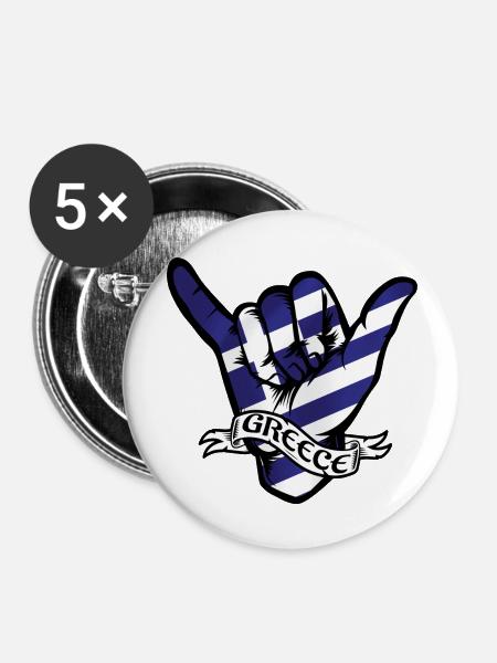 Greece Shaka - Buttons groß 56 mm (5er Pack) - Weiß