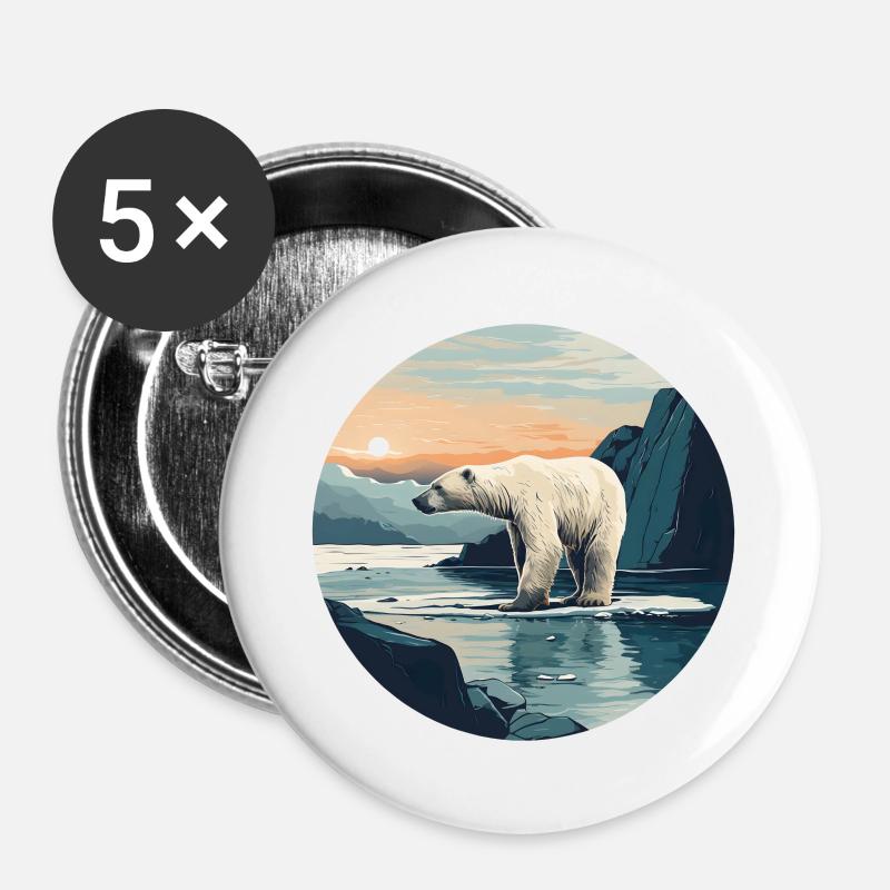 Polar Bear - Buttons large 2.2''/56 mm (5-pack) - white