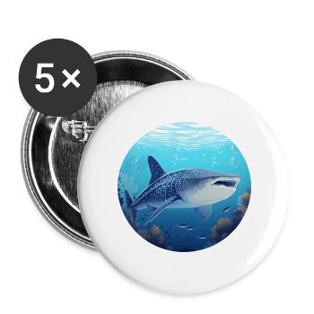 Whale Shark - Buttons large 2.2''/56 mm (5-pack) - white - Front