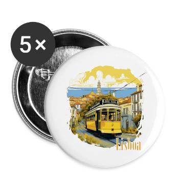 Lissabon - Lisboa - Buttons groß 56 mm (5er Pack) - Weiß - Vorne