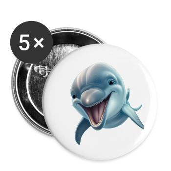 Sunny Delphinia: Joyful Dolphin's Paradise - Buttons large 2.2''/56 mm (5-pack) - white - Front