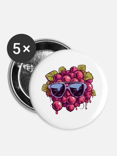 Traube Maria Trauben - Buttons groß 56 mm (5er Pack) - Weiß