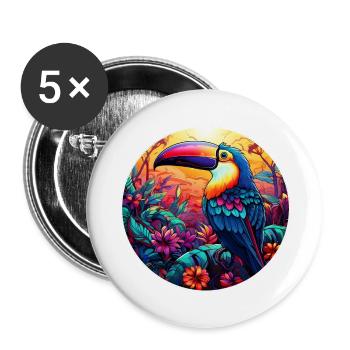 Toucan - Lot de 5 grands badges (56 mm) - blanc - Devant