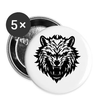 Wolf - Buttons groß 56 mm (5er Pack) - Weiß - Vorne