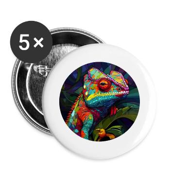Caméléon - Lot de 5 grands badges (56 mm) - blanc - Devant