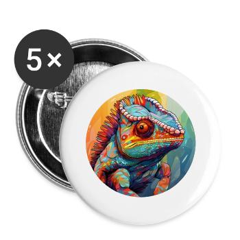Caméléon - Lot de 5 grands badges (56 mm) - blanc - Devant