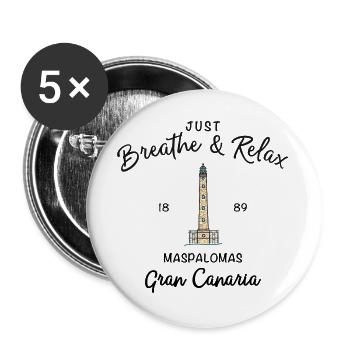 Gran Canaria, Relax, Maspalomas, Spanien - Buttons groß 56 mm (5er Pack) - Weiß - Vorne