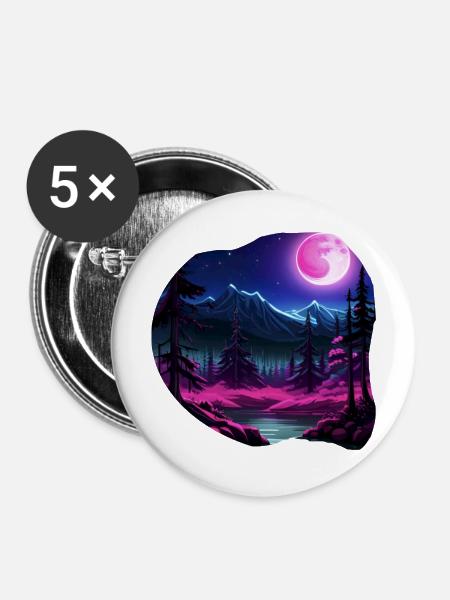 Vollmondnatur - Buttons groß 56 mm (5er Pack) - Weiß