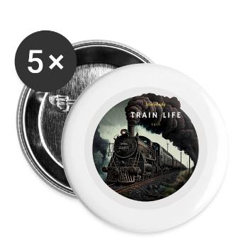 Train Life : Puissance à vapeur - Lot de 5 grands badges (56 mm) - blanc - Devant