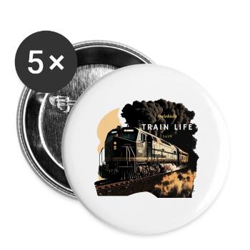Train Life : Passionné de trains - Lot de 5 grands badges (56 mm) - blanc - Devant