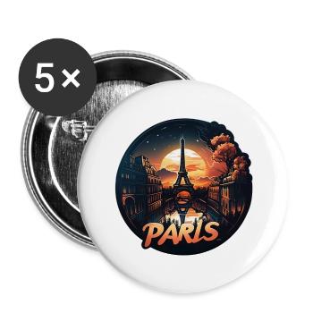 Paris et sa majestueuse Tour Eiffel - Lot de 5 grands badges (56 mm) - blanc - Devant