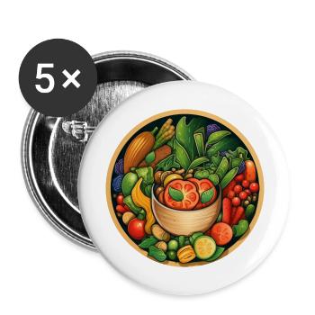 Grüne Essenz-Schüssel - Buttons groß 56 mm (5er Pack) - Weiß - Vorne