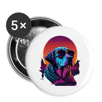 Labrador porte des lunettes de soleil - Lot de 5 grands badges (56 mm) - blanc - Devant