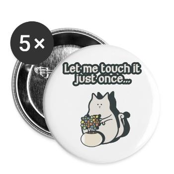 Curious, crazy cat - Buttons large 2.2''/56 mm (5-pack) - white - Front