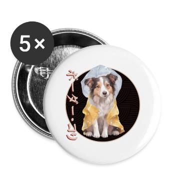 Japanese Border Collie Puppy - Buttons large 2.2''/56 mm (5-pack) - white - Front