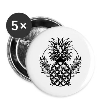 Ananas - Buttons groß 56 mm (5er Pack) - Weiß - Vorne