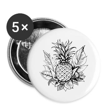 Ananas - Buttons groß 56 mm (5er Pack) - Weiß - Vorne