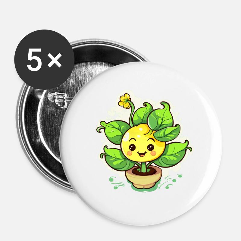 Cute Plant Trademark - Buttons large 2.2''/56 mm (5-pack) - white