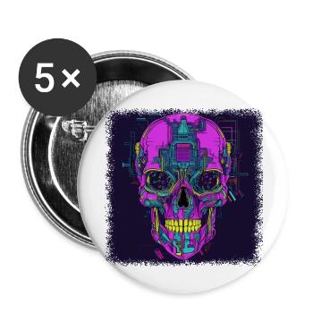 Bones Fingers Skater Exoskeletal Spooky Happy - Buttons large 2.2''/56 mm (5-pack) - white - Front