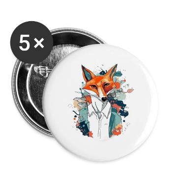 Chenapan-Fuchs - Buttons groß 56 mm (5er Pack) - Weiß - Vorne