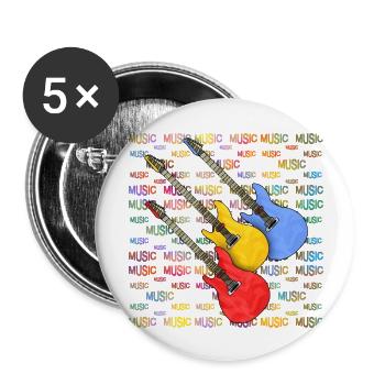 Gitarren - Buttons groß 56 mm (5er Pack) - Weiß - Vorne