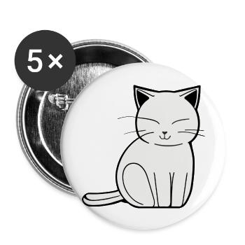 Süße Katze - Buttons groß 56 mm (5er Pack) - Weiß - Vorne