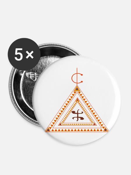 Berber-Design Amazigh Kabyle - Buttons groß 56 mm (5er Pack) - Weiß