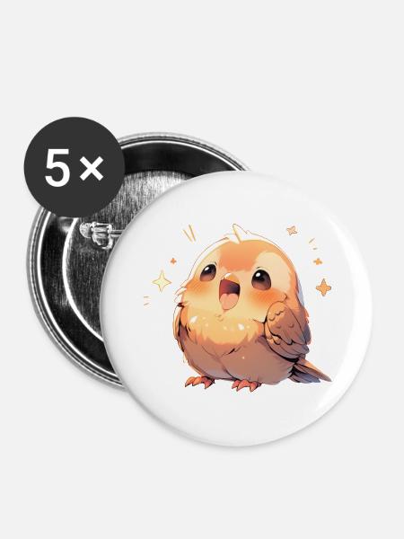 Baby Vogel - Buttons groß 56 mm (5er Pack) - Weiß