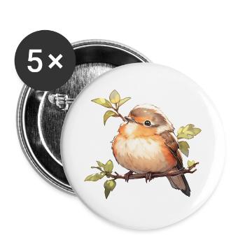 Singvogel - Buttons groß 56 mm (5er Pack) - Weiß - Vorne