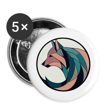 Fuchshund im Kreis bunt - Buttons groß 56 mm (5er Pack) - Weiß - Vorne