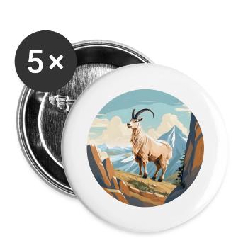 Mountain Goat - Buttons large 2.2''/56 mm (5-pack) - white - Front