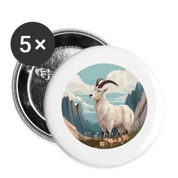 Mountain Goat - Buttons large 2.2''/56 mm (5-pack) - white - Front