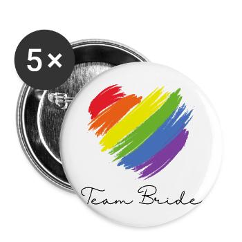 Team Bride - Pride Edition - Buttons large 2.2''/56 mm (5-pack) - white - Front