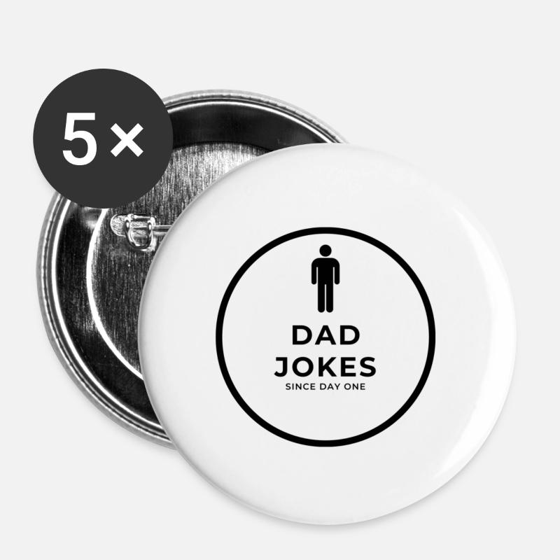 Dad Jokes since day one - Buttons large 2.2''/56 mm (5-pack) - white